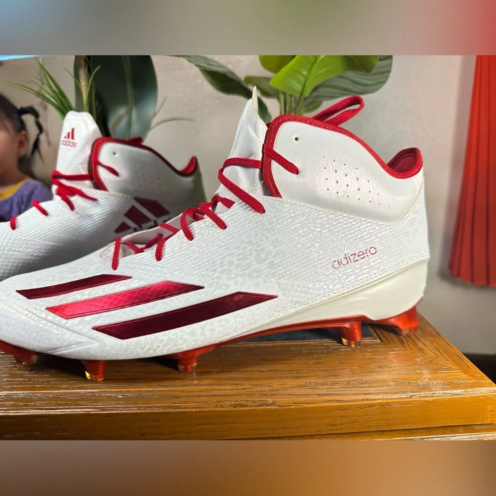 Adizero men football cleats size 17 new red and white - Picture 4 of 9